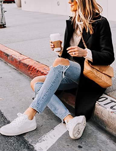 Hooever Women's Winter Wool Coat Casual Notch Lapel Single-Breasted Peacoat(Black-XL) - Image 3