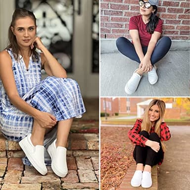 JENN ARDOR Women’s Slip On Sneakers Perforated/Quilted Casual Shoes Fashion Comfortable Walking Flats (White Stone, 8) - Image 4