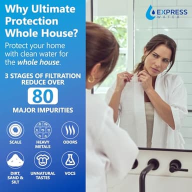 Express Water Whole House Water Filter System | ULTIMATE PROTECTION | 3 Stage Home Filtration, Top Tier Heavy Metal + Anti-Scale Filter, Highly Reduces Scale, Chloramine, Chlorine, PFAs, Lead, Arsenic - Image 3