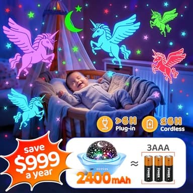 One Fire Night Light for Kids Gifts, 6 Films+78 Lighting Modes Ceiling Star Projector, Rechargeable Night Light Projector, 360°Rotating Star Lights for Bedroom Decor, Sensory Toys for Baby Boy Gifts - Image 4