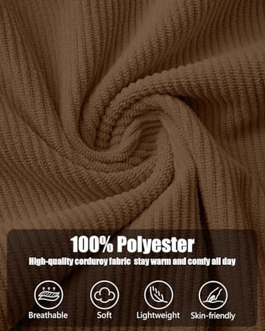 hawalili Mens Corduroy Jacket Shirts Long Sleeve Button Down Shacket Jacket with Flap Pockets Brown X-Large - Image 6