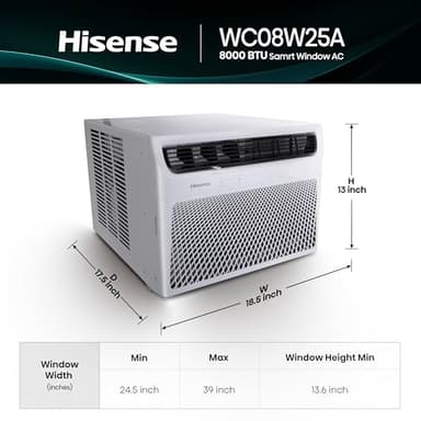 Hisense WC08W25A Window Air Conditioner, 8,000 BTU, White - Image 3