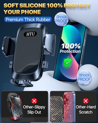 HTU [True Military-Grade Car Phone Holder [2025 Upgraded Strongest Suction & Vent Clip] Cell Phone Car Mount for Dashboard Windshield Vent Truck Cradle Dash Stand,(Black) - Image 2
