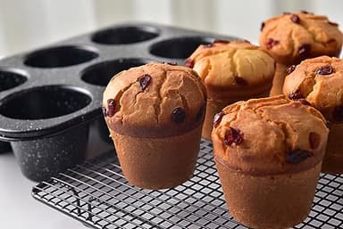 Monfish Jumbo muffin pan 6 Cup, deep muffin pan extra large cupcake tin black granite finish carbon steel baking pan 3.5dia x3 inch cup - Image 2