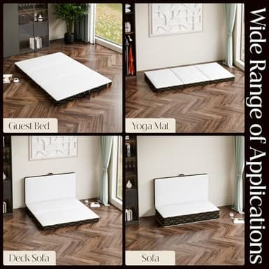 GEMBED Tri-Fold Memory Foam Mattress Twin - 4 Inch Portable Folding Mattress with Handle & Washable Cover, Floor Bed with Non-Slip Base, Space-Saving for Room, Travel, Guest Bed, Yoga, RV, 75"x38"x4" - Image 5