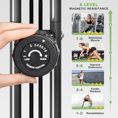 Goimu Exercise Bike, 5 in 1 Foldable Stationary Bike for Seniors, 16-Level Adjustable Magentic Resistance, Indoor Recumbent Bike with 330LB Capacity, Comfortable Seat Backrest (Dark Grey) - Image 7