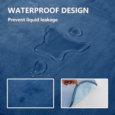 Tuffeel Waterproof Blanket for Bed Protection, Washable Dog Blankets for Couch, Soft Reversible Pet Throw Furniture Protector Cover for Sofa-82"x108",Navy Blue+Stone Blue - Image 2