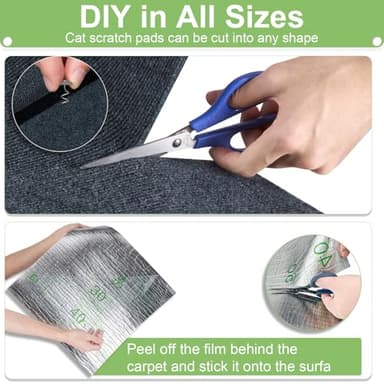 Cat Scratching Mat, Trimmable Self-Adhesive Cat Carpet for Cat Tree Cat Scratching Post Replacement, Cat Couch Protector from Cat Claws, Cat Scratch Furniture Protector (Dark Gray, 78.7"x15.8") - Image 5