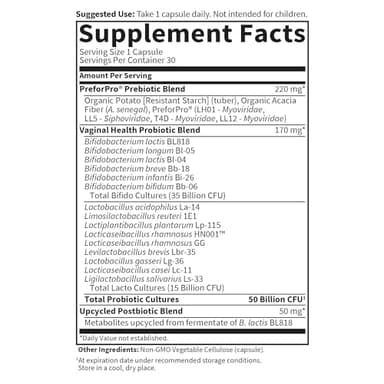 Garden of Life Dr Formulated Once Daily 3-in-1 Complete Prebiotics, Postbiotics & Probiotics for Women, PRE + PRO + POSTBIOTIC Supplement for Women’s Digestive, Immune & Vaginal Health, 30 Day Supply - Image 6