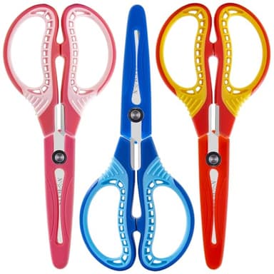 SLEMOON 7" Kids Scissors - Pointed Tip Right/Left Scissors with Protective Cover, Soft ABS Grips & Stainless Steel Blades, Ultra Durable for Classroom, Homeschool, Daily Use (3-Pack) - Image 8