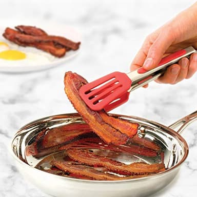 Tovolo Mini Turner Tongs, Flat Silicone Head, Easy-Lock Mechanism, Silicone Non-Slip Grip, Silicone Tongs for Cooking & Grilling, BPA-Free & Dishwasher Safe Silicone Cooking Utensils, Spring Green - Image 2