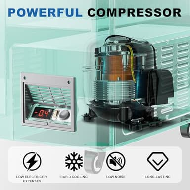 Commercial Ice Cream Freezer 5.5 Cu.Ft Display Case Commercial Freezer with 4 Tubs and 2 Sliding Glass Door for Shop, White - Image 4