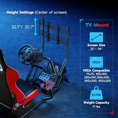 ARES WING Racing Simulator Cockpit with Monitor Mount and Seat, Formula and GT Sim Racing Cockpit Compatible with Fanatec, Thrustmaster, Logitech, Moza Racing Games on PS5, PS4, Xbox and PC - Image 6