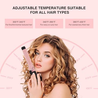 MEGAWISE Pro 1.25 Inch Ceramic Barrel Hair Curling Iron with 60s PTC Fast Heating, Anti-Scald Grip & Tip, Auto Shut Off, 360° Swivel Cord, 2 Clips & Heat-Resistant Glove Included - Image 2