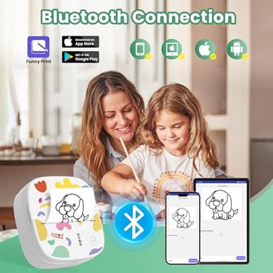 XenGro Mini Portable Sticker Printer, Mini Thermal Printer with 3 Rolls Paper, Bluetooth Inkless Printpods, Pocket Label Maker Suitable for Creative Kids DIY, Diaries, Photos, Study Notes -White - Image 2