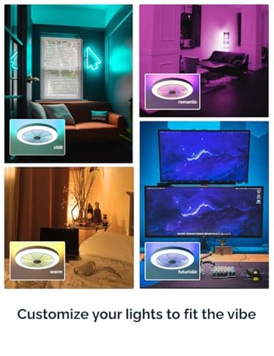 Orison Smart Bladeless Low Profile Ceiling Fan with LED-RGB Ambient Lighting Compatible with Alexa/Google Assistant/App Control, 6-Speed Color Change, Quiet Operation with Remote &App,19.7" (White) - Image 3