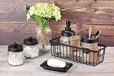 SheeChung Farmhouse Decor Metal Wire Bathroom Storage Organizer Basket Bins - for Cabinets, Shelves, Closets, Vanity Countertops, Under Sinks, Pantry, Laundry Room, Garage - Small, 2 Pack (Black) - Image 7