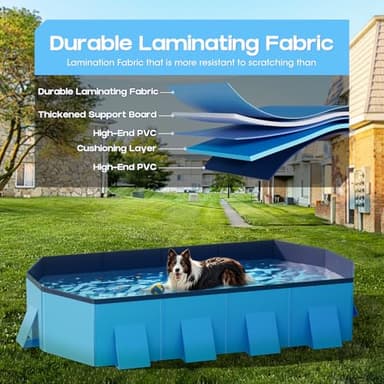 Raxurt Foldable Dog Pool for Unique Octagonal Structure, 82'' Durable Dog Pool with Reinforced Support Boards for Outside Backyard - Image 6