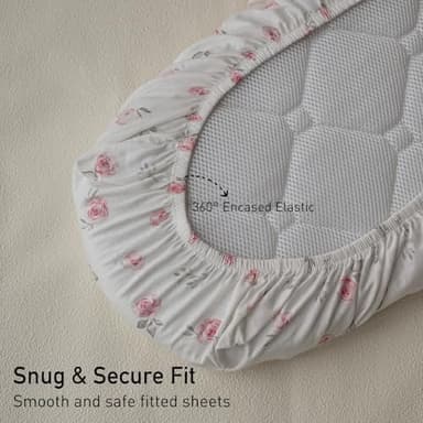 Gllquen Baby Bassinet Sheets 2 Pack, 100% Organic Cotton Bassinet Fitted Sheets for Girls Boys, Soft & Breathable Unisex Baby Mattress Sheet for Standard Bassinets 33"x17"(Pink) - Image 5