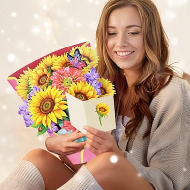 Airpark Pop Up Flower Card, 3D Paper Flowers Bouquet – Sunflowers, Birthday, Mother’s Day, Teacher Appreciation, Get Well Greeting Cards with Note Card & Envelope - Image 6