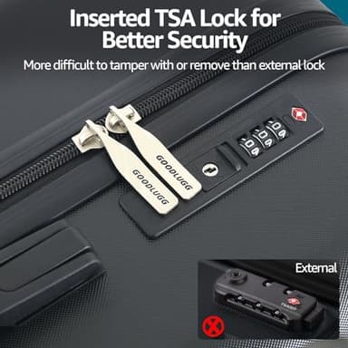Luggage Set with Spinner Wheels and TSA Lock, 3 Pieces Expandable Hardside Suitcase for Travel, Hardshell Luggage Sets, 20", 24", 28", Black - Image 4