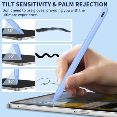 iPad Pencil for 9th & 10th Generation, Fast Charge Stylus Pen for Palm Rejection and Tilt Sensitivity, Compatible with iPad Pro 11/12.9in, Mini 5/6, iPad 6/7/8/9/10, Air 3/4/5 (Blue) - Image 3