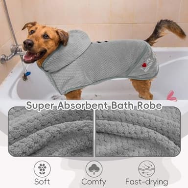 Lelepet Comfy Dog Bathrobes - Super Absorbent & Fast Drying Coat with Adjustable Hooded Hood for Small, Medium & Large Dogs - Image 3