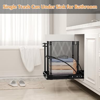 ANASTA Cabinet Trash Can Pull Out Kit, Heavy Duty Under Sink Garbage Can Pull Out Track + 7 Gal Bin, Under Cabinet Slide Out Organizer, Trash Can Drawer Slide for Counter, Botes de Basura para Cocina - Image 3