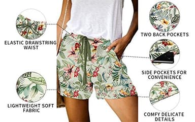 Womens Large Summer Running Shorts Comfortable Lightweight Floral Shorts Green - Image 5