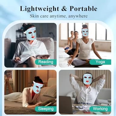 biuufish Red Light Therapy for Face, 7＋1 Colors LED Face Mask Light Therapy with 850NM Near-infrared, Portable Rechargeable Red Light Therapy Mask Skin Care Device at Home and Travel for Anti-Aging - Image 7