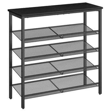 HOOBRO Shoe Rack for Entryway, 5-Tier Organizer with Adjustable Mesh Shelves, 16-20 Pairs, Spacious Floor Mount, Metal, Industrial, Closet Shoe Shelf, Black BB12XJ01 - Image 1