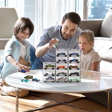 Saichotoy Display Case Compatible with Hot Wheels - Stackable Toy Car Storage, Transparent Organizer for Matchbox 1/64 Scale Diecast Cars (32 Packs, Clear Case Only) - Image 7