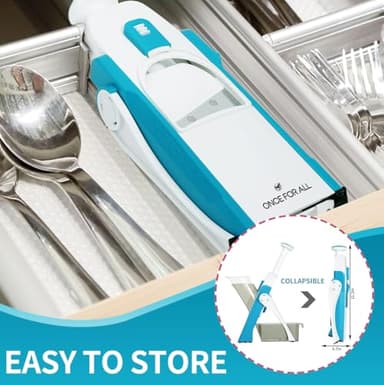 ONCE FOR ALL Safe Mandoline Slicer 5 in 1 Vegetable Cutter, Strips Julienne Dicer Adjustable Thickness 0.1-8 mm for Kitench Fast Meal Prep (Blue) - Image 6