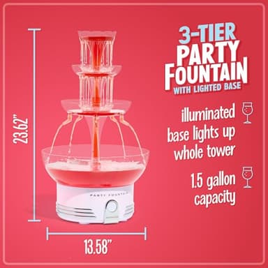 Nostalgia Countertop Retro Lighted Party Beverage Fountain – 1.5 Gallon Capacity, 3-Tiered Cascading Tower with LED Base - Perfect for Punch, Juice, Wine, Champagne & More - Image 2