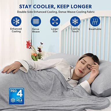 HOMFINE Cooling Blankets for Hot Sleepers - Summer Blanket Thin Lightweight Breathable Soft Double Side Enhanced Cooling for Bed Couch Sofa, Keep Cool for Night Sweats (Grey, 90 x 90 inches) - Image 2