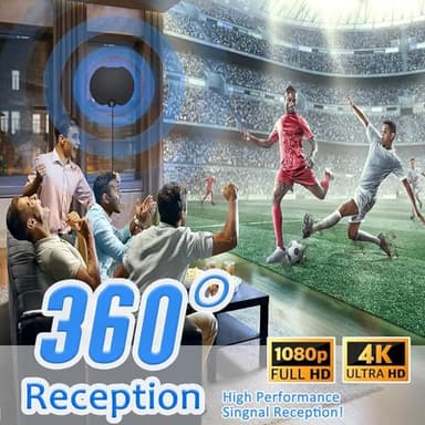 JOINUS TV Antenna, TV Antenna Indoor, HD TV Antenna for Smart TV and Old TV,TV Antenna for Local Channels,Support 4K 1080p with Signal Booster Antenna TV Digital HD Indoor, 18FT Coax HDTV Cable - Image 3