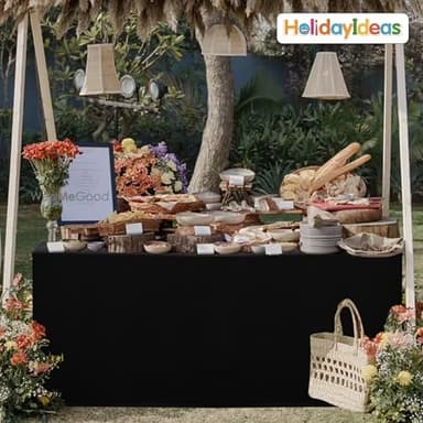 HolidayIdeas Fitted Black Tablecloths for 6 Foot Rectangle Table, Wrinkle Resistant Washable Table Cover 72x30 Inch for Vendor Booth Display, Banquet, Trade Show, 4 Pcs - Image 2