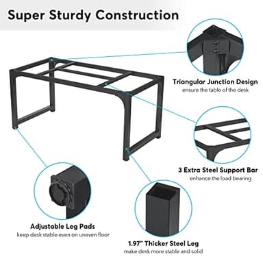 Tribesigns Modern Computer Desk, 63 x 31.5 inch Large Office Desk Computer Table Study Writing Desk Workstation for Home Office, Vintage Black Metal Frame - Image 7