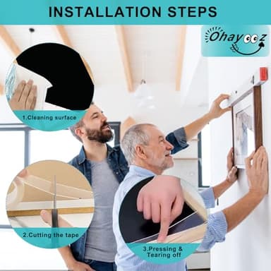 Ohayooz® Extra Strong Double Sided Tape Heavy Duty Removable 10FT, Clear Sticky Adhesive Nano Tape Tough Washable Waterproof Mounting Tape for Hanging Picture, Poster, Carpet, Photo Deco - Image 4