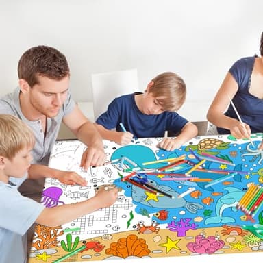 Gatherfun Under The Sea Party Giant Coloring Poster - 31.5x 72 Inches - Versatile Classroom Wall Décor & Birthday Activity - Sea Animal Poster or Table Cover for School Parties and Special Events - Image 5