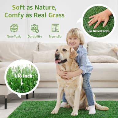 LOOBANI Dog Grass Pee Pads, 2 Pack Artificial Grass Pads for Potty Tray, Fake Grass for Dogs to Pee On, Outdoor Indoor Pee Grass for Dog Potty (18 * 23 inch) - Image 8