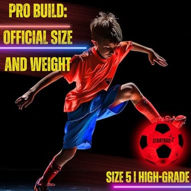 Light Up Soccer Ball, Glow in The Dark Ball NO 5, Soccer Gifts for Boys 8-12, 12-14 Year Old, Kids & Teens Gift Ideas, Sports Toys for Boy & Girl Ages 8 9 10 11 12 13 14 15, Glowing Outdoor Activity - Image 4