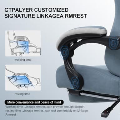 GTPLAYER Gaming Chair, Computer Office Chair with Pocket Spring Cushion, Linkage Armrests and Footrest, High Back Ergonomic Computer Chair with Lumbar Support Task Chair with Footrest - Image 7