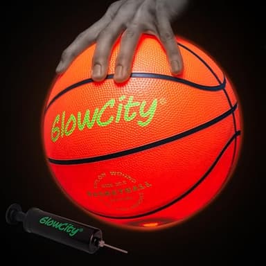 GlowCity Glow in The Dark Basketball for Teen Boy - Glowing Red Basket Ball, Light Up LED Toy for Night Ball Games - Sports Stuff & Gadgets for Kids Age 8 Years Old and Up. Great Gift for Boys & Girls - Image 1