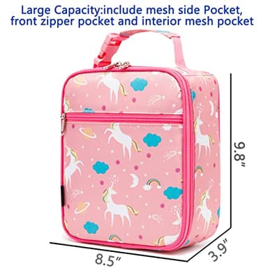FlowFly Kids Lunch box Insulated Soft Bag Mini Cooler Back to School Thermal Meal Tote Kit for Girls, Boys, Unicorn - Image 3