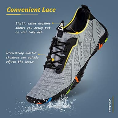 WateLves Water Shoes Mens Womens Beach Swim Shoes Quick-Dry Aqua Socks Pool Shoes for Surf Yoga Water Aerobics (C/Light Gray, 43) - Image 7