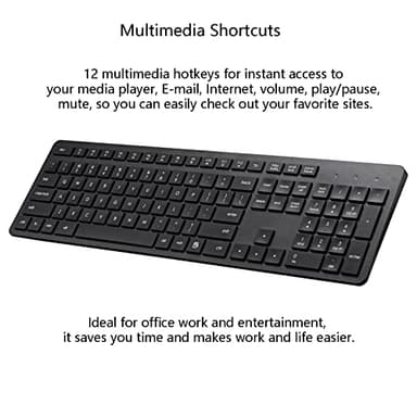 Wireless Keyboard and Mouse Combo, 2.4G Silent Cordless Keyboard Mouse Combo for Windows Chrome Laptop Computer PC Desktop, 106 Keys Full Size with Number Pad, 1600 DPI Optical Mouse (Black) - Image 5