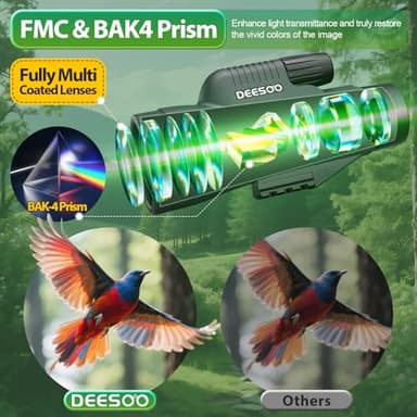 Monocular Telescope for Adults High Powered - 12x56 Waterproof Monocular Scope with Clear Low Light Vision - Compact Telescope with Tripod Smartphone Adapter for Bird Watching Hunting Hiking Travel - Image 5