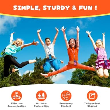 Wishouse Walkie Talkies for Kids Rechargeable 4 Pack,Walky Talky for Adults 2 Way Radio with 2 USB Chargers 12000mAh Battery,Camping Games Toy Birthday Halloween Xmas Gift for Children Family - Image 3