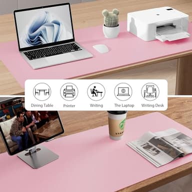 Aothia Leather Desk Pad Protector, Mouse Pad, Office Desk Mat, Non-Slip PU Leather Desk Blotter, Laptop Desk Pad, Waterproof Desk Writing Pad for Office and Home (36" x 17", Fairy Pink) - Image 5